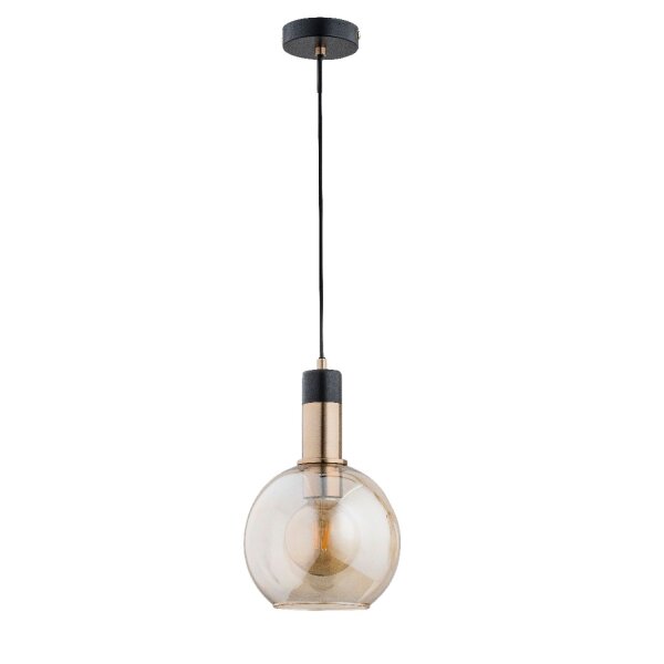 Hängelampe Glas Bernstein Schwarz E27 L:20 cm wohnlich