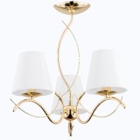 Deckenleuchte 3-flammig Stoff Weiß Gold E14 L:68 cm