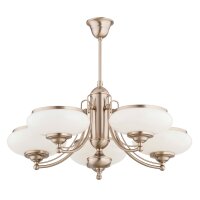 Deckenlampe 5-flammig Glas Metall Weiß Gold E27 64 cm