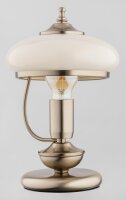 Tischlampe Glas Metall Weiß Gold E27 H:31 cm Modern