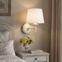 Wandlampe blendarm Stoff Wei&szlig; E14 B:20 cm dekorativ