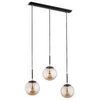 Hängelampe 3-flammig Glas Schwarz Bernstein E14 L:55 cm