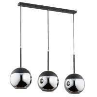 Hängelampe 3-flammig Rauchglas Schwarz E27 L:75 cm