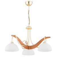 Hängelampe blendarm 3-flammig Holz Glas Gold E27 61 cm