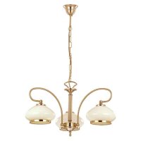 Pendelleuchte 3-flammig Glas Weiß Gold E27 L:61,5 cm