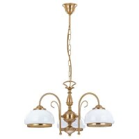Pendelleuchte 3-flammig Glas Weiß Gold E27 L:62 cm