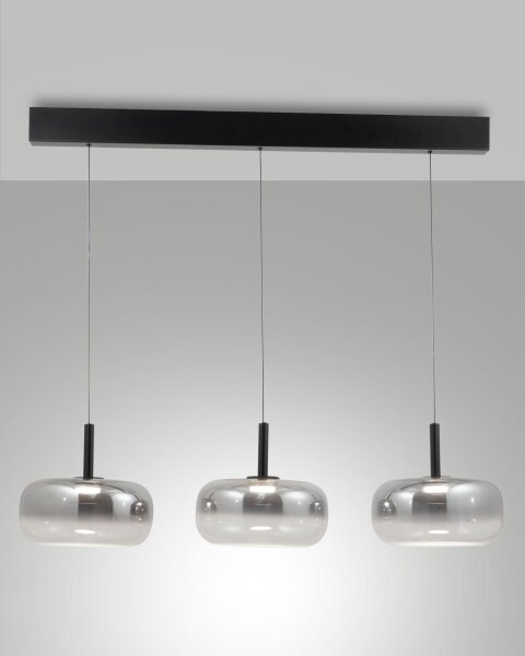 LED Hängelampe 2700/3000/4000K Rauchglas Schwarz