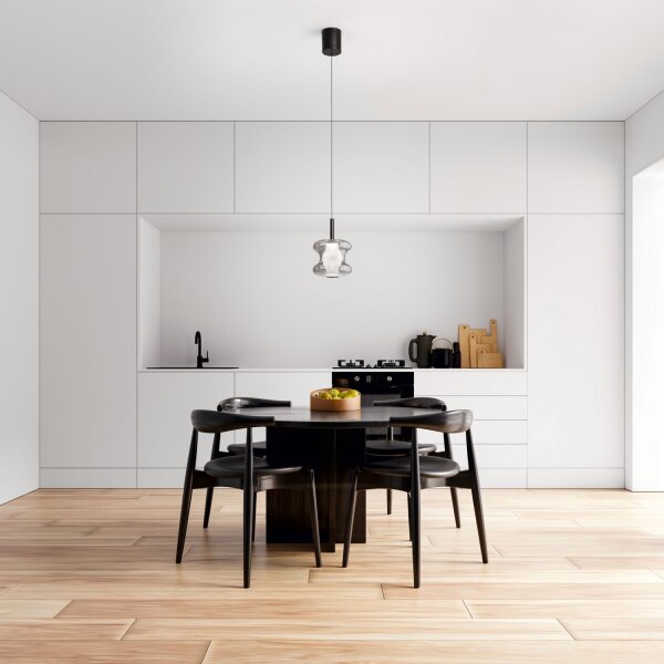 LED Hängelampe Glas 2700/3000/4000K Schwarz Ø18 cm rund
