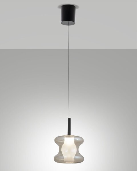 LED Hängelampe Glas 2700/3000/4000K Schwarz Ø18 cm rund