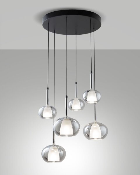 Hängelampe Rauchglas E27 E14 Schwarz L:53 cm dekorativ