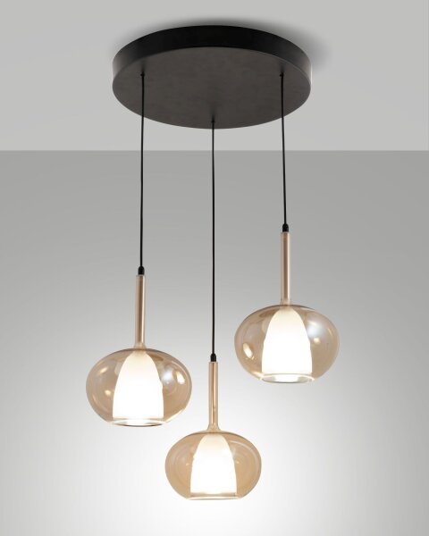 Pendelleuchte Bernstein E27 Glas Schwarz L:45 cm