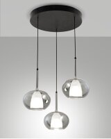 Hängelampe Rauchglas E27 Schwarz L:45 cm dekorativ