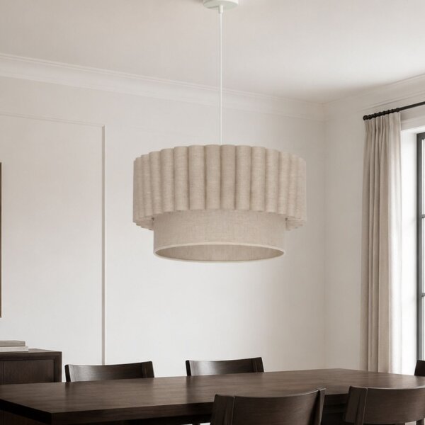 Hängelampe Stoff Grau-Beige Weiß Ø45,5 cm E27 blendarm