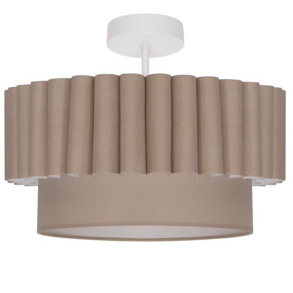 Deckenlampe Stoff Leinen Metall Beige Weiß Ø45,5 cm E27