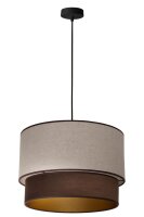 Hängelampe Stoff Grau-Beige Braun Gold rund...