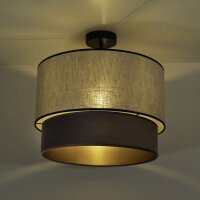 Deckenleuchte Stoff Grau-Beige Braun Gold Ø40 cm E27