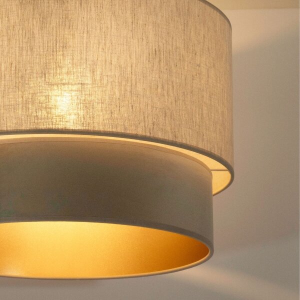 Deckenleuchte Stoff Grau-Beige Beige Gold E27 Ø40 cm