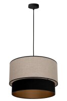 Pendelleuchte Stoff Grau-Beige Schwarz Gold Ø40 cm...