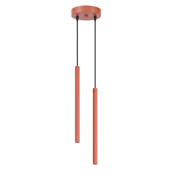 Pendelleuchte Stahl Ockerrot 2-flammig G9 rund Ø15 cm