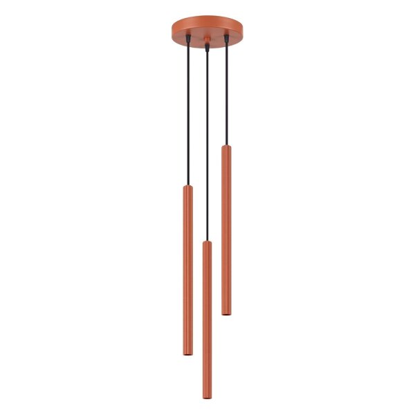 Pendelleuchte Stahl Ockerrot 3-flammig G9 Ø20 cm rund