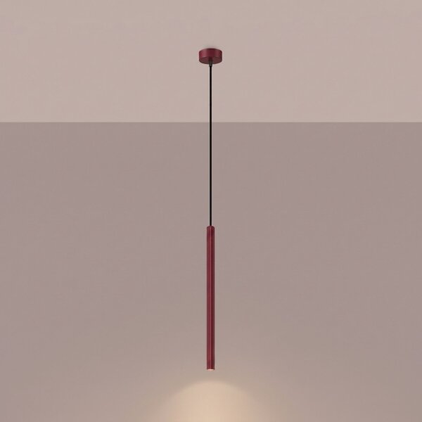 Hängelampe Stahl Burgund Modern G9 Ø2,5cm rund wohnlich