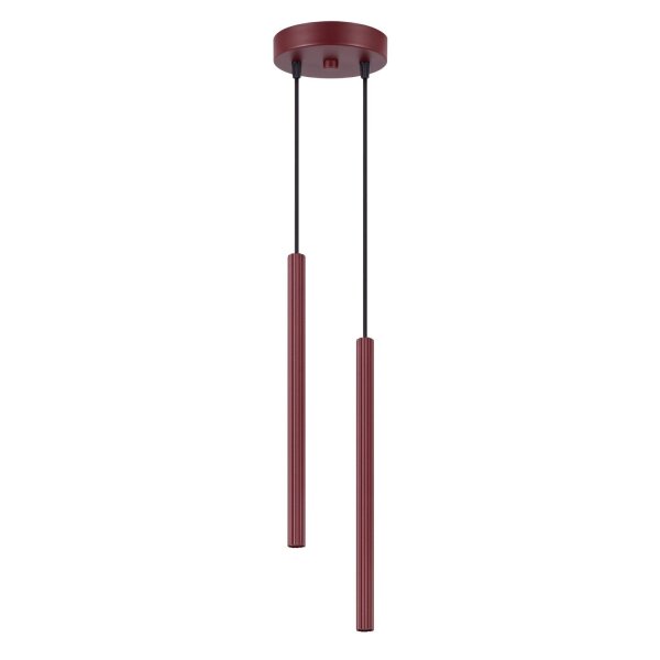 Pendelleuchte Stahl Burgund 2-flammig G9 rund Ø15 cm