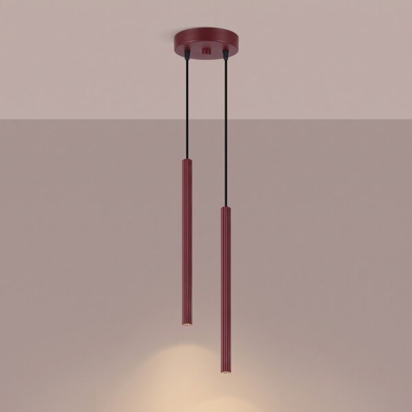 Pendelleuchte Stahl Burgund 2-flammig G9 rund Ø15 cm