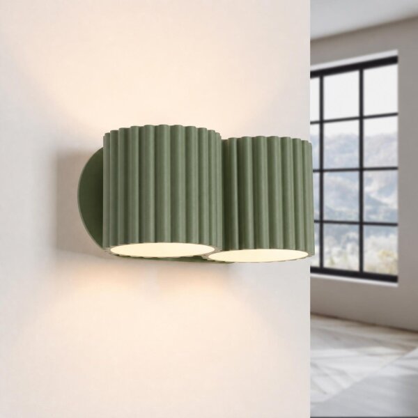 Wandlampe Up Down Aluminium Olivgrün 2-flammig G9 12cm