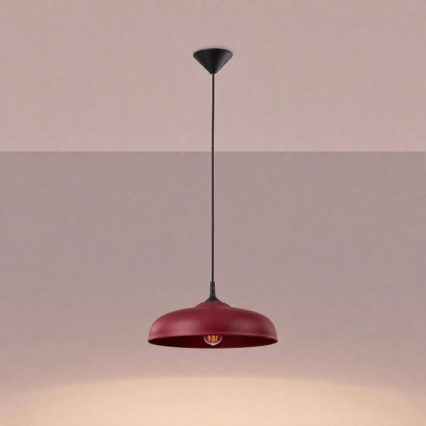Pendelleuchte Stahl Burgund Schwarz E27 Ø38cm rund
