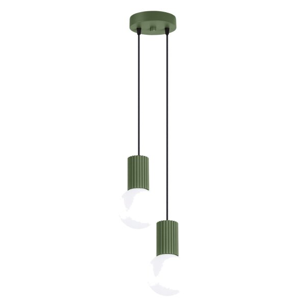 Hängelampe Glas Aluminium Olivgrün 2-flammig G9 L:15cm