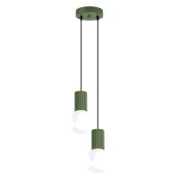 Hängelampe Glas Aluminium Olivgrün 2-flammig G9...