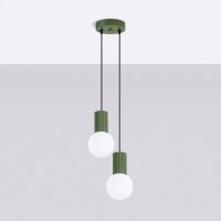 Hängelampe Glas Aluminium Olivgrün 2-flammig G9...