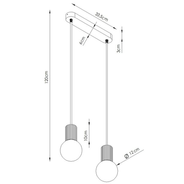Hängelampe blendarm Glas Aluminium 2-flammig G9 33,5cm