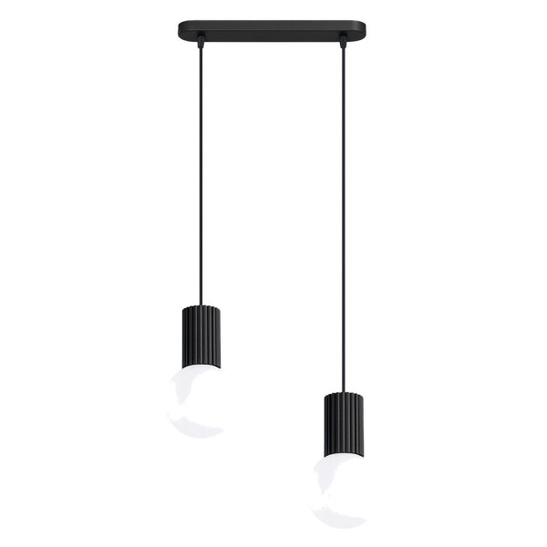 Hängelampe Glas Aluminium Schwarz 2-flammig G9 L:33,5cm