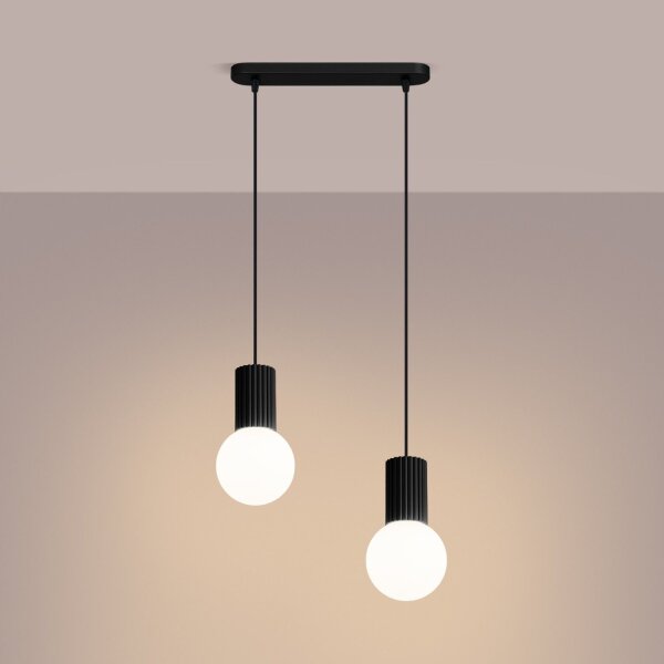 Hängelampe Glas Aluminium Schwarz 2-flammig G9 L:33,5cm