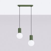 Hängelampe Glas Aluminium Olivgrün 2-flammig G9...