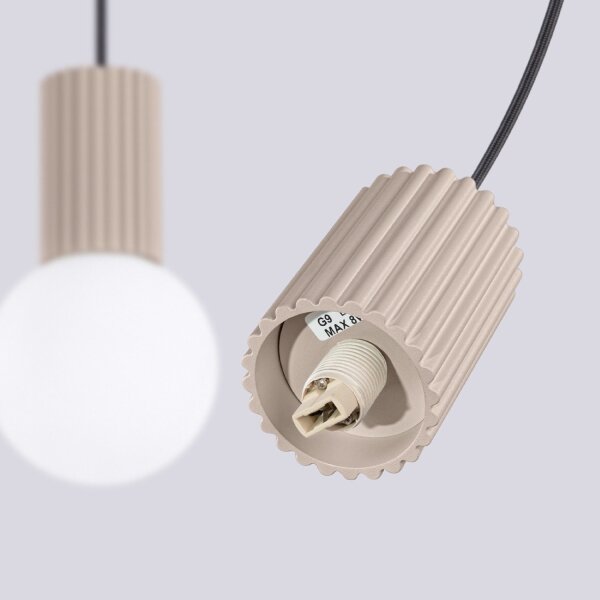 Hängelampe Glas Aluminium Taupe 2-flammig G9 L:33,5cm