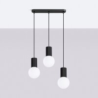 Hängelampe Glas Aluminium Schwarz 3-flammig G9 L:40cm