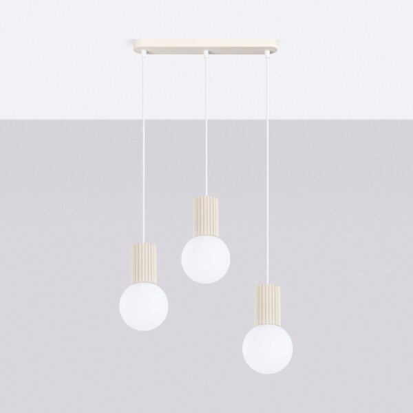 Hängelampe blendarm Glas Aluminium Beige G9 L:40cm