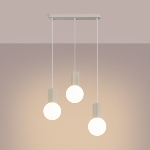Hängelampe blendarm Glas Aluminium Beige G9 L:40cm