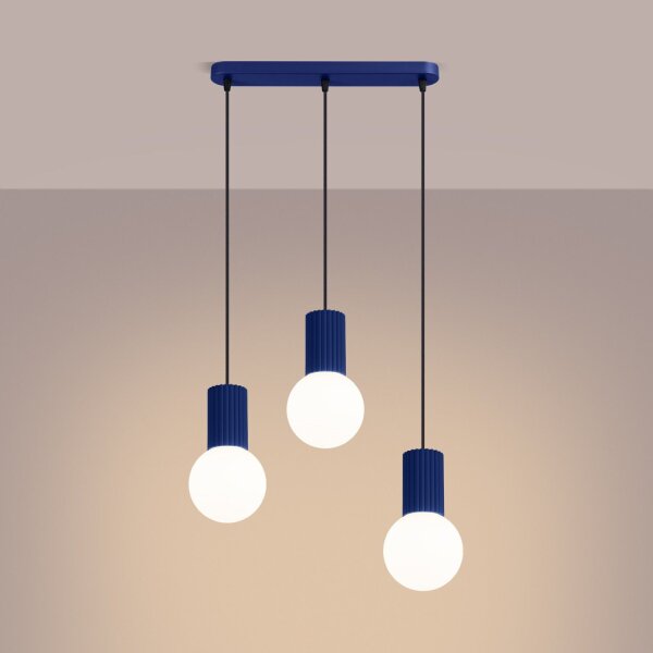 Hängelampe Glas Aluminium Ultramarin 3-flammig G9 40cm
