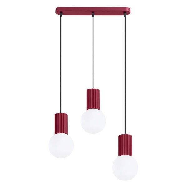 Hängelampe Glas Aluminium Burgund 3-flammig G9 L:40cm
