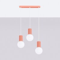 Hängelampe Glas Aluminium Pfirsich 3-flammig G9 L:40cm