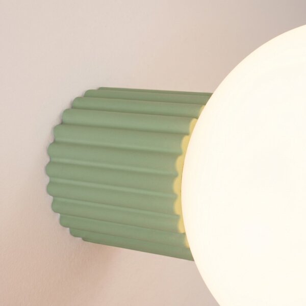 Wandlampe Glas Aluminium Salbei G9 IP44 H:12cm rund
