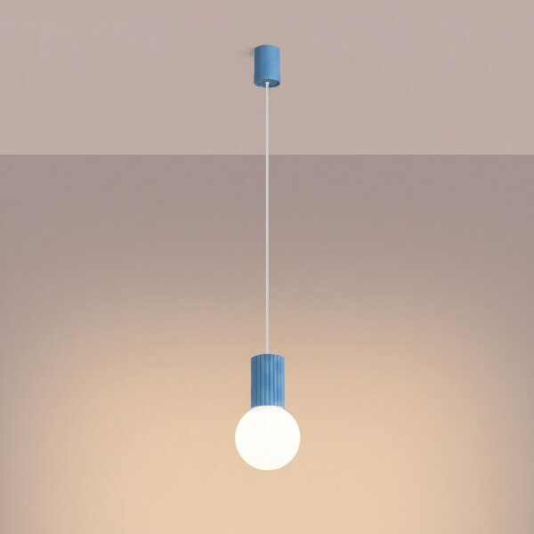 Hängelampe blendarm Glas Aluminium Hellblau G9 Ø12cm