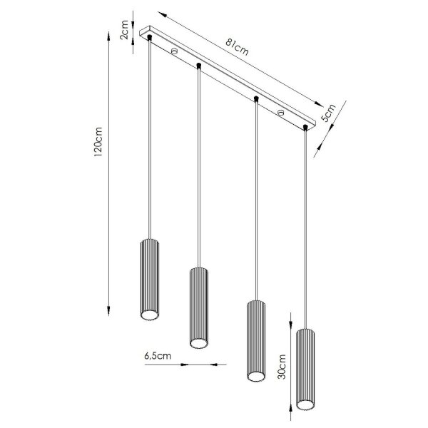 Hängelampe höhenverstellbar Aluminium Weiß GU10 L:81cm