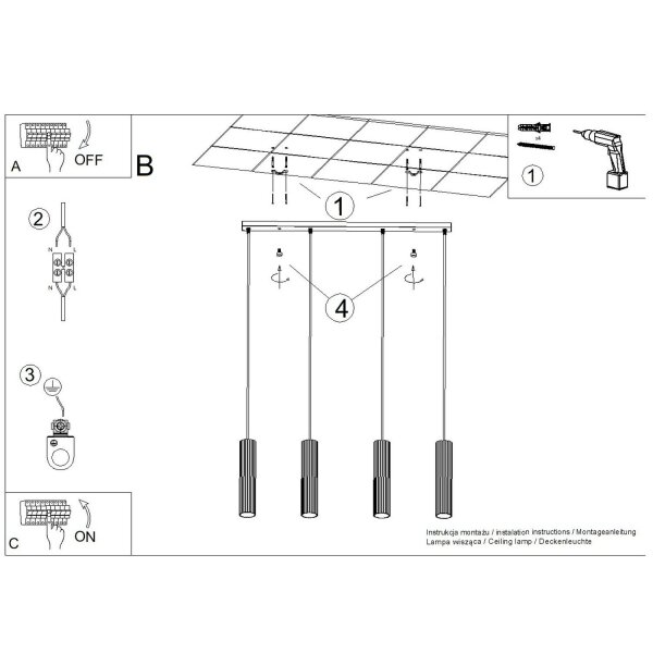Hängelampe höhenverstellbar Aluminium Gold GU10 L:81cm