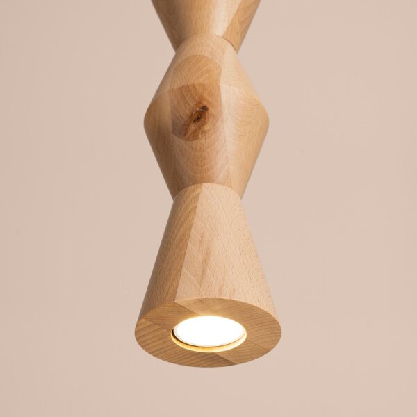 Pendelleuchte Holz Schwarz Natur GU10 Ø10cm rund Modern