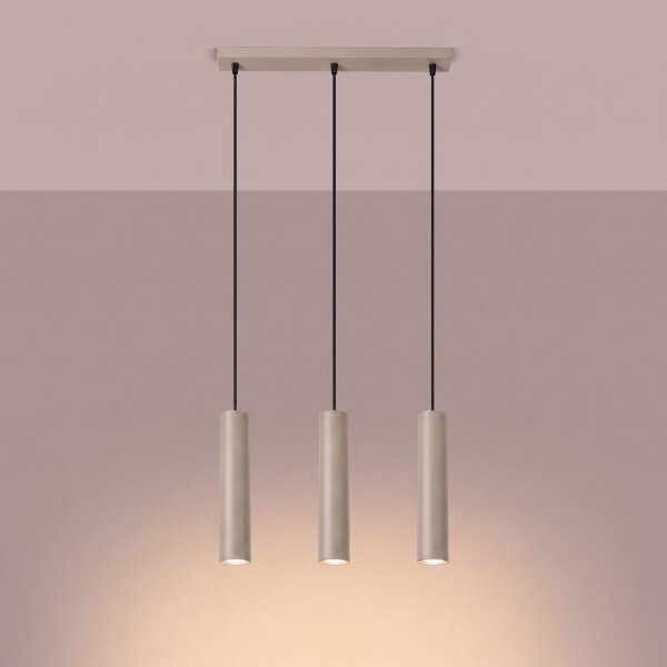 Pendelleuchte Stahl Taupe Modern 3-flammig GU10 L:45 cm