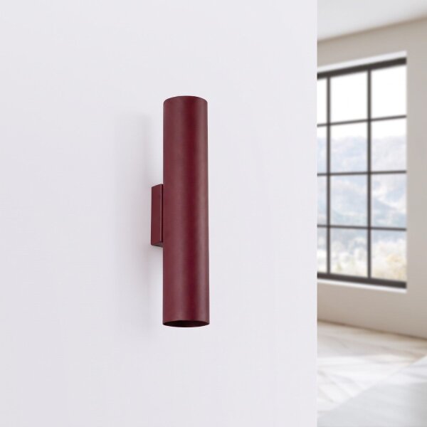 Wandlampe Up Down indirekt Stahl Burgund GU10 T:8cm